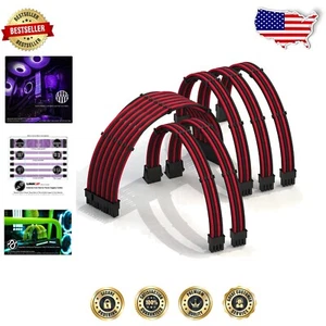 Braided 50cm PSU Cable Extension for Custom PC | 24P, 8P, 6+2P Compatible - Picture 1 of 9