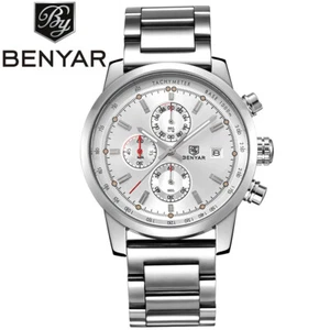 BENYAR Kalender Edelstahl Armband schwarz/grau Herren Business Quarz Armbanduhr - Bild 1 von 15