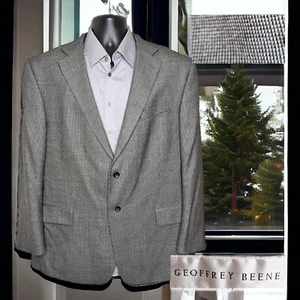 Geoffrey Beene Blazer Sport Coat Mens 48R Gray Check Wool - Picture 1 of 10