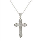 Sterling Silver Classic Latin Cross Crystals CZ Religious Pendant Necklace