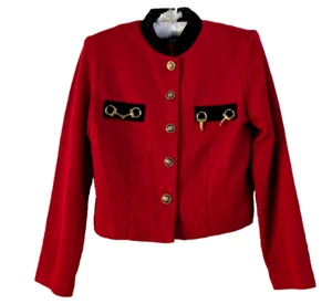 Jeffrey And Dara Petite By Linda Hutley and Evelyn Socias Red Vintage Jacket - Picture 1 of 21
