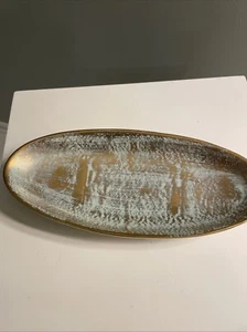 Vintage Stangl Art Pottery Hand Painted 22k Antique Gold #5115-S Oval Dish - Picture 1 of 4