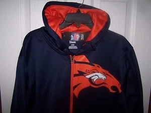 Denver Broncos Sudadera Azul Con Capucha Cremallera Para Hombre Pequeña Nueva con Etiquetas - Imagen 1 de 1