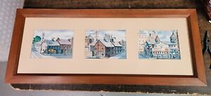 Unique Triptych Old Walter Baum Impressionist Paintings Historic Scenes York,Pa