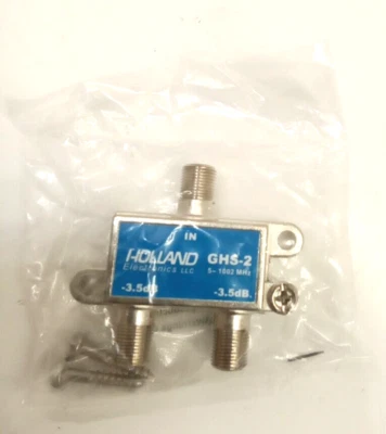 Holland Electronics GHS-2  2 Way Splitter  5-1002MHz  -3.5dB RFI Shielding 25 pk - Image 1 of 4