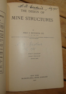 The Design Of Mine Structures (1916 HC) Ketchum Coal RR Railroad PA Pit WV Train