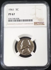 1961 Proof Jefferson Nickel certified PF 67 by NGC! - Picture 1 of 4
