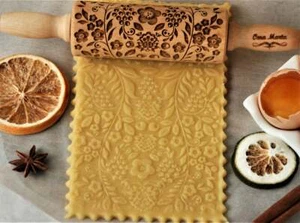 Khokhloma Embossed Rolling pin Cookie Embosser Stamp Icing Fondant Cupcake - Picture 1 of 12