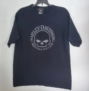 Harley Davidson Motorcycles Mens L Big Skull Black Logo Tee Cotton Milwaukee - Picture 1 of 6
