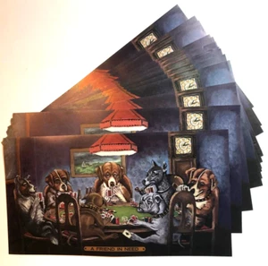 WE OFFER THIIS NICE GROUP OF 15 PRINTS "A FRIEND IN NEED" OF DOGS PLAYING CARDS - Picture 1 of 4