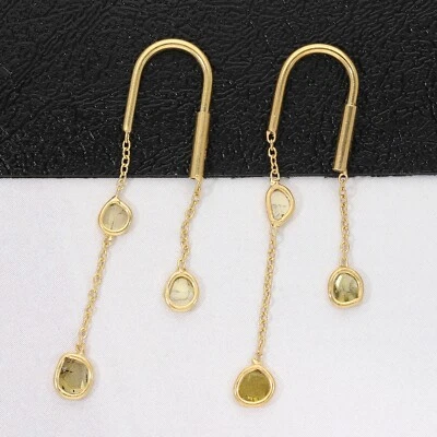 Pendientes de diamantes Polki amarillos 14K YG más de 925 0,33 ctw Foto 1 de 3