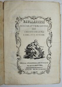 RIFLESSIONI SUL CRISTIANESIMO - fig. 1779 - Remondini - Noghera
