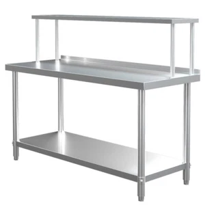 150 cm Commercial Stainless Steel Kitchen Overshelf Work Bench Food Prep Table - Picture 1 of 15