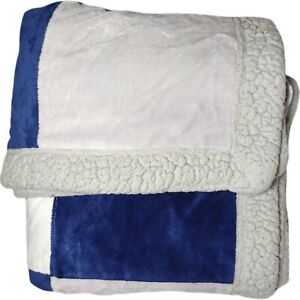 KOALA BABY Blue Gray White Sherpa Patchwork HTF Blanket 30x40 Thick Boy Squares