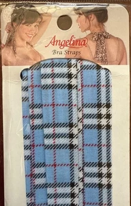 Angelina Fabric Bra Straps Transform Bras & Halter Tops Plaid Blue+Black+White - Picture 1 of 4