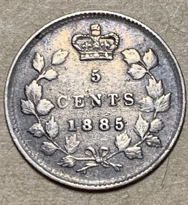 Canada 1885 5 Cents, VF+, .925 Silver, Small "5" - Image 1 of 3