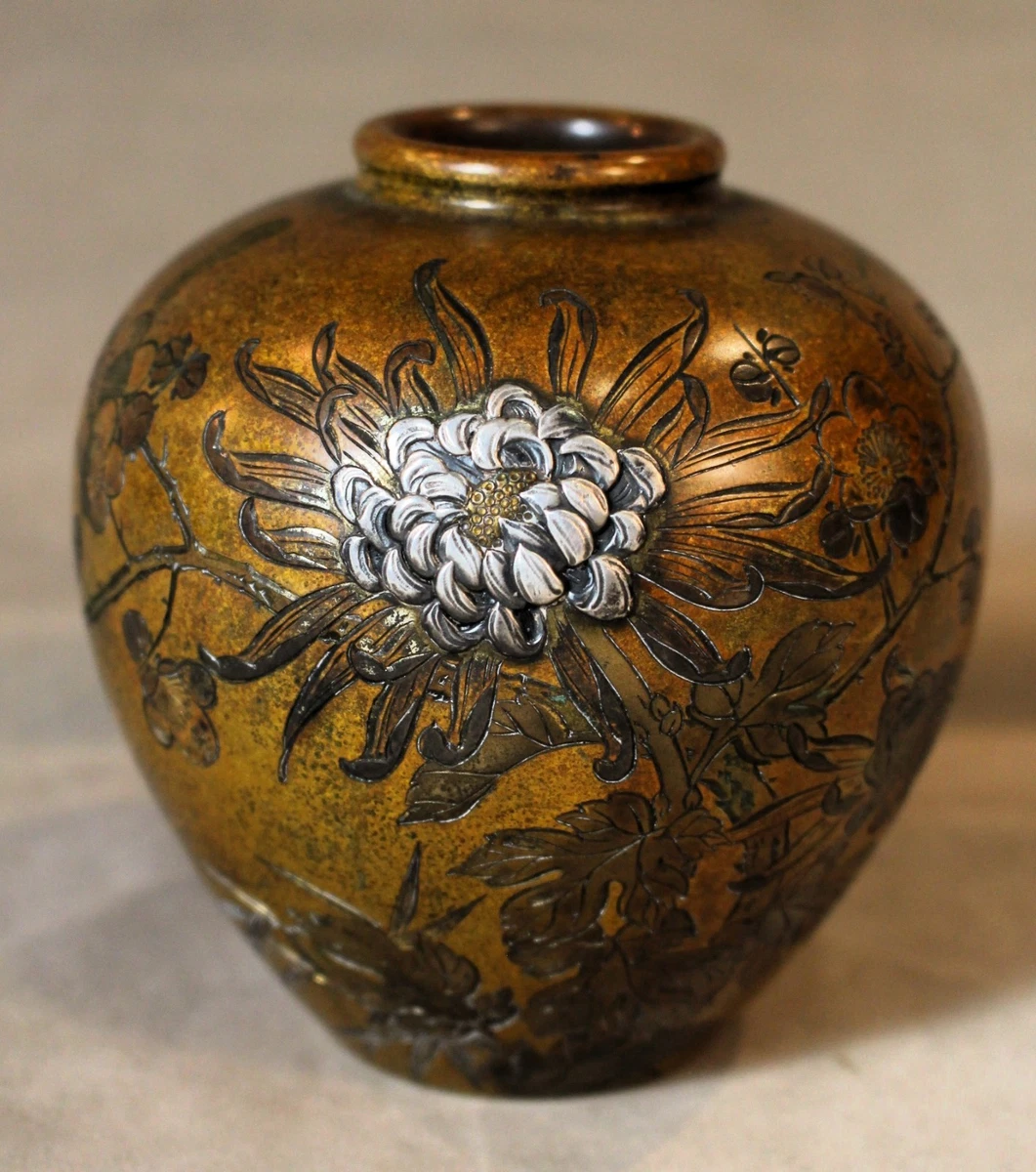 打ち出し 銀花瓶 古董原版银色日本古董花瓶| eBay