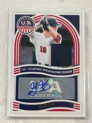 GAVIN FIEN 2024 Panini USA Baseball Stars & Stripes Game Used PATCH Auto # 14/25 - Image 1 of 2