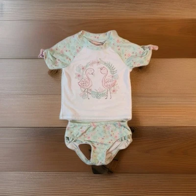 Tommy Bahama 2T Niñas 2 Piezas S/S Protector de Erupciones Tankini Traje de Baño Flamenco Verde Blanco Foto 1 de 4