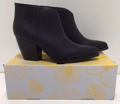 Yellow Box Bootie Rohane Womens Black Faux Leather Ankle Dressy Shoes US Sz 6 - Image 1 of 4