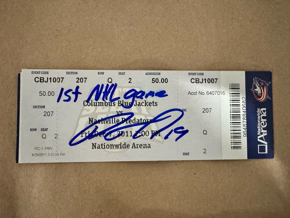 Boleto de primer juego firmado por Ryan Johansen autografiado Columbus Blue Jackets Foto 1 de 1