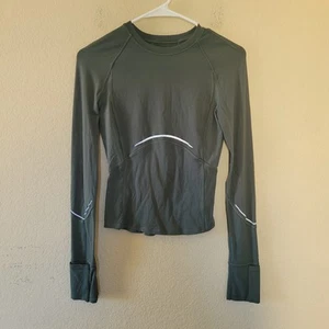 Camicia Lululemon Rulu Reflective Running Manica Lunga Taglia 6 Abete Fumè W3FY5S - Foto 1 di 6