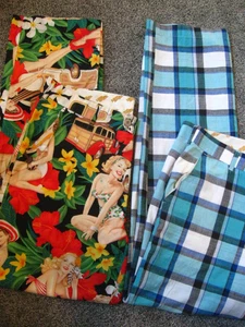Loudmouth Golf  Floral Pinup Aloha Girl Blue Black Plaid Pants Men 36 (35x32) - Picture 1 of 24