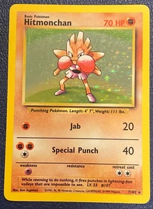 Hitmonchan 7/102 Base Set Unlimited (1999) Vintage WOTC Holo Rare - MP - Picture 1 of 9