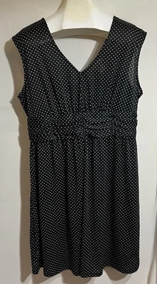 tessuto dress Polkadot Ruched Waist Stretch 2X Dress Sleeveless Full Figure N - Image 1 of 4