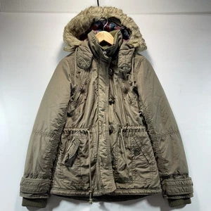 Chaqueta de Colección 2009 Y2K American Eagle Militar Parka Abrigo Piel Franela Forrada a Cuadros S - Imagen 1 de 15