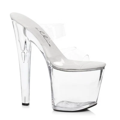 8" Clear Double Strap Platform Stripper Shoes Gogo Pole Dancer High Heels Ellie - Image 1 of 3
