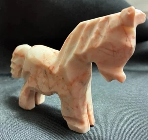 Tiny Donkey Burro Mule Pink Marble Sculpture Fetish Carving 3" x 3.5" - Picture 1 of 8
