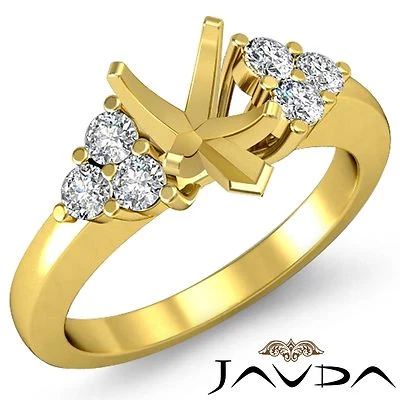 Natural Round Diamond 3 Stone Pear Mount Engagement Ring 18k Yellow Gold 0.3Ct - Image 1 of 3