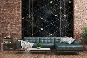Fototapete Marmor Optik grafische Linien schwarz gold 371cm x 280cm 38260-1 - Bild 1 von 4