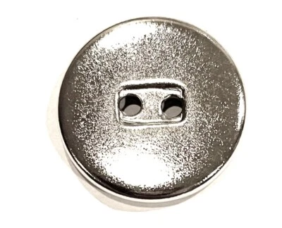 Silver Round 2 Hole Flat Shiny Metal  Centre Buttons 17mm 6pcs - Image 1 of 4