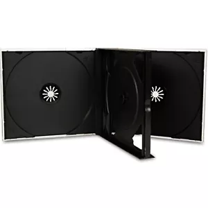 5 x 4 Way Black CD Jewel Case 23mm Spine Holds 4 Discs Replacement case - Afbeelding 1 van 24