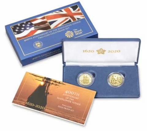 2020 - 400th Anniversary of the Mayflower Voyage, 2 Coin GOLD Proof Set, US Mint Cover