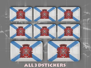 8 x 3D Stickers Resin Domed Flag Rio de Janeiro - Adhesive Decal Vinyl - Picture 1 of 1