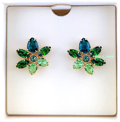 Nuevos aretes Gema 100 % marca SWAROVSKI 5658400 cristales verdes cortes mixtos Foto 1 de 2