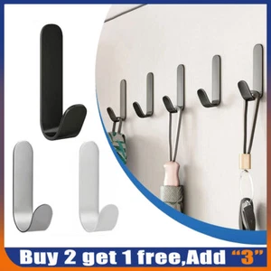 6x Strong Sticky Stick on Wall Door Hooks Self Adhesive Key Coat Bag Hanger Hook - Picture 1 of 16