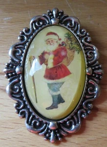 Santa Claus Jelly Belly Glass Cameo Vintage Pendant Cameo 2.25” - Picture 1 of 5