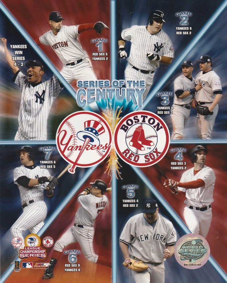 2003 REDSOX YANKEES 8X10 COLLAGE  PHOTO SERIES OF CENTURY BOONE JETER WAKEFIELD - Image 1 of 1