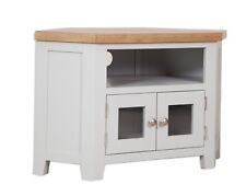 Oak Corner TV Stand Solid Unit Cabinet Pine in Dorset Painted French Grey