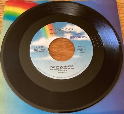 Patty Loveless “On Down The Line / Feelings Of Love” 7" 45 rpm Foto 1 de 4