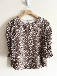 Pleione Blouse Top Womens Small Black Leopard Long Sleeve Round Neck Pullover - Picture 1 of 5