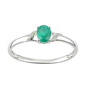 9ct White Gold Engagement Ring with Natural Emerald and Diamonds by Naava - Picture 1 of 7