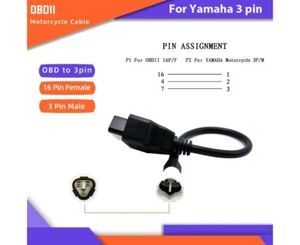 OBDII 16pin to 3 pin Diagnostics Connector adapter cable for Yamaha Motorcycles - Picture 1 of 1
