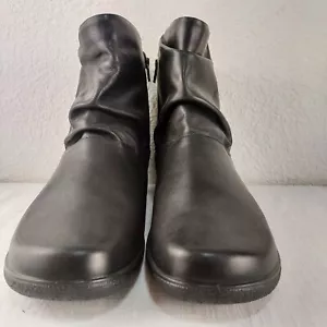 Hotter Women 10 EEE Whisper Ankle Boots UK 8 EU 42 Leather Upper Side Zip Black - Picture 1 of 9
