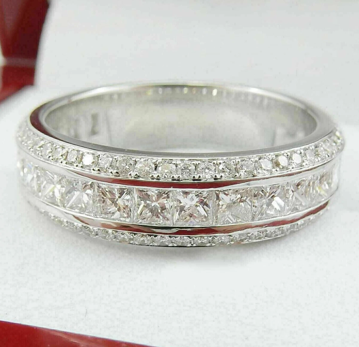 Men's Imitation Diamond Ring - Gold Plated Cubic Zirconia Wedding Band, Promise Or Engagement Ring (Size 7, Stainless Steel)