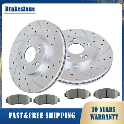 Pastillas de rotores de freno delanteras aptas para Acura TL 1999-2003 2004-2008 ranuradas perforadas Foto 1 de 4